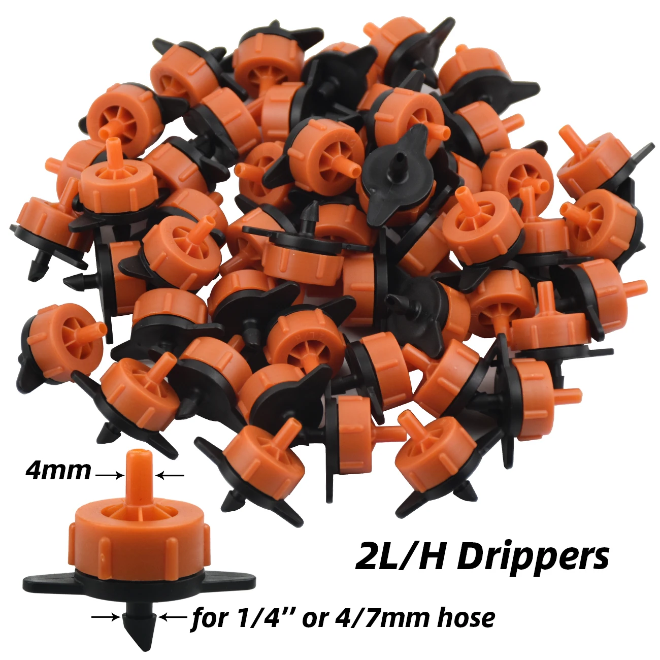 50PCS 2L 4L 8L Pressure Compensating Emitter Self-cleaning Durable Drip Irrigation Water Regulator Pipe 4/7MM 16 PE Hose Dripper