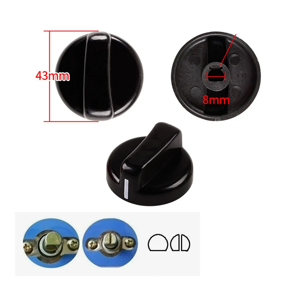 5PCS Black Gas Stove Knobs Cooker Oven Control Switch 8mm Gas Cooker Accessories Assembly Button Stove Repair Accessories