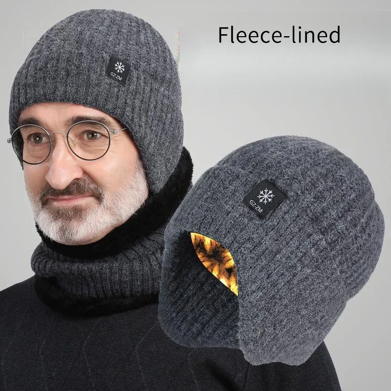 Men'S Special Edition / Winter Thickened Knit Ear Protection Hat,Suitable for Fathers And Grandfathers / Winter Men'S Knit Beret