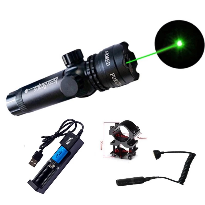 Green Laser Sight Powerful Tactical Outdoor Sight Adjustable Rifle Sight with Rails Pikani Hunting Laser Pointer High Power