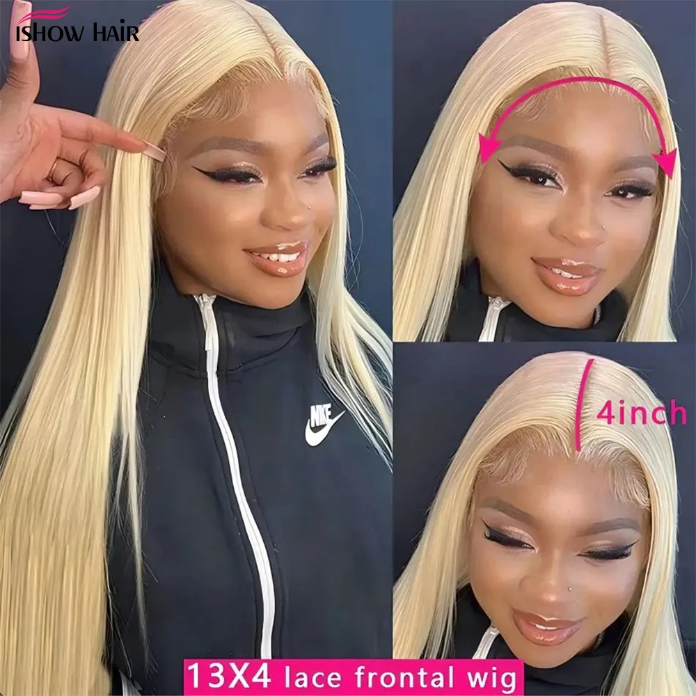 Ishow شقراء 613 باروكة من شعر طبيعي 13x6 الدانتيل الجبهة شعر مستعار مستقيم Hd الدانتيل الباروكة الأمامية 13x4 العظام شعر مستعار مستقيم قبل قطعها للنساء