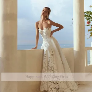 New Bear Fashion Sleedless Sleeve With Lace Skirt The Backless Zipper Wedding Wedding Wedding Dress Line 6 Main Sales Selling Wedding Dress - №4