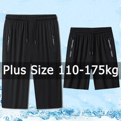 Pantaloncini casual da uomo Pantaloni sportivi Plus Size 3/4 Pantaloni Quater 110-175kg 1XL-7XL Pantaloni sportivi elastici larghi Abbigliamento uomo di grandi dimensioni