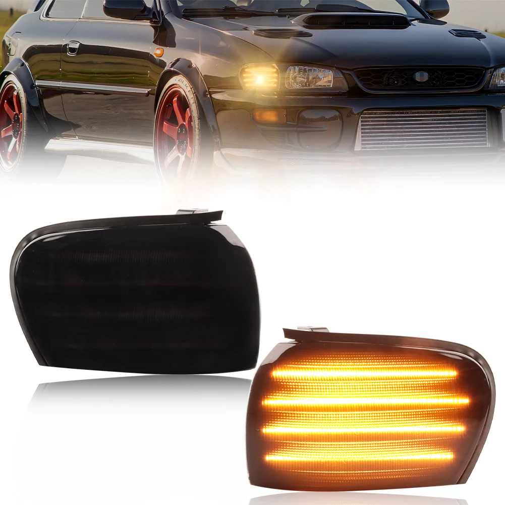 

2Pcs Front Corner Parking Turn Signal Light Side Marker Light W/LED For 1995 1996 1997 1998 1999 2000 2001 Subaru Impreza WRX ﻿