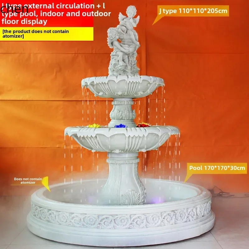 YFY  Flowing Water Fountain Sculpture Outdoor Rockery Fish Pond Courtyard Water Feature Decoration Floor Ornament