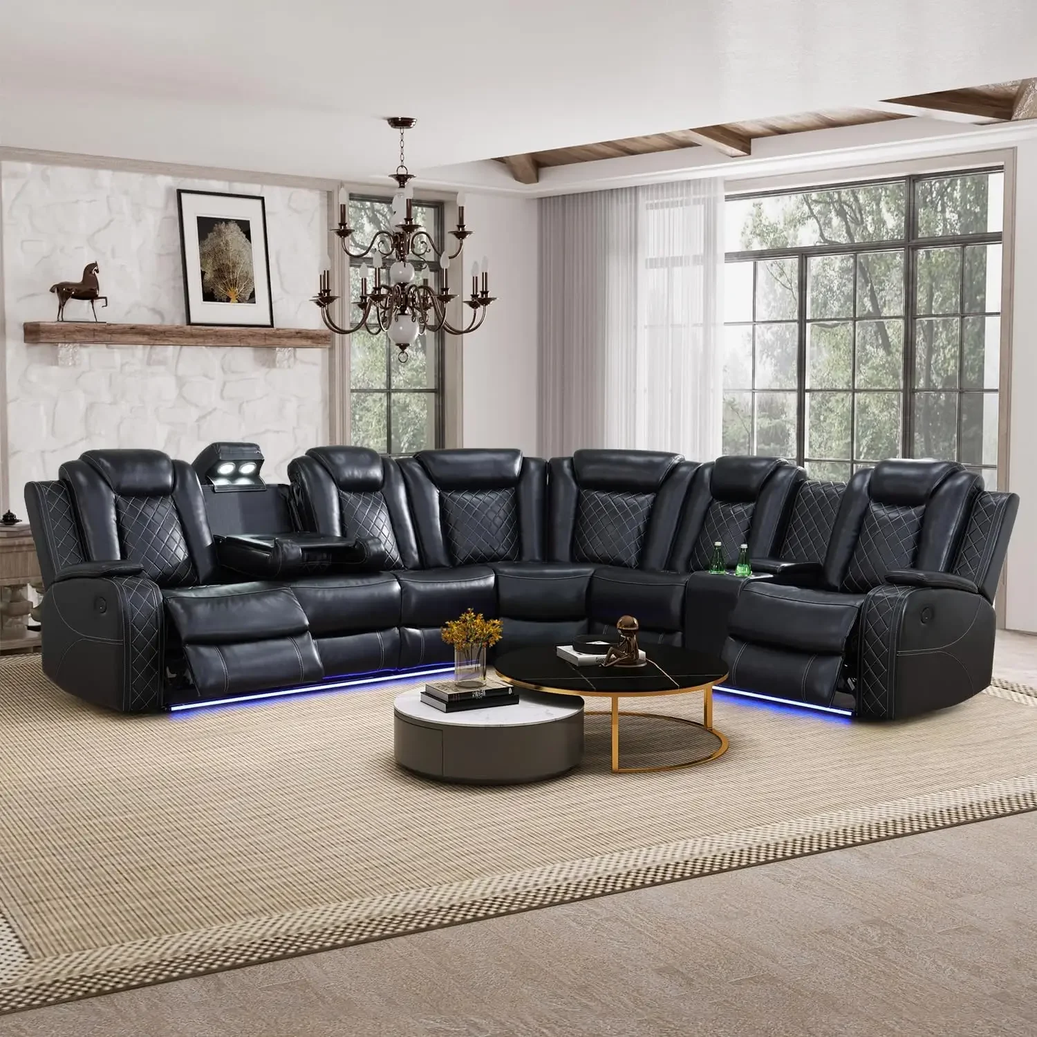 Scef4443bd5954a299535b3aa06f8a9bci Power Reclining Sectional Sofa with USB Chargers and Storage Console
