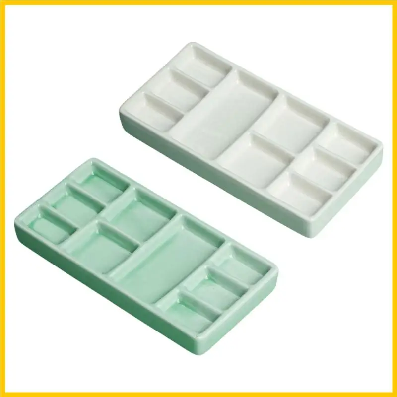 

Q1JF Ceramic Paint Palette 9 Wells Paint Mixing Palette Paint Tray Square Palette