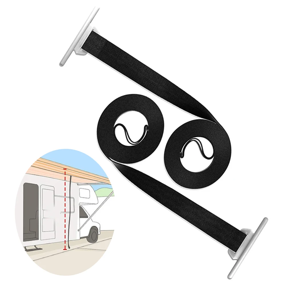Upgraded 9.8FT RV Awning Pull Down Straps with Nylon Webbing and Stainless Steel Components for Smooth Operation