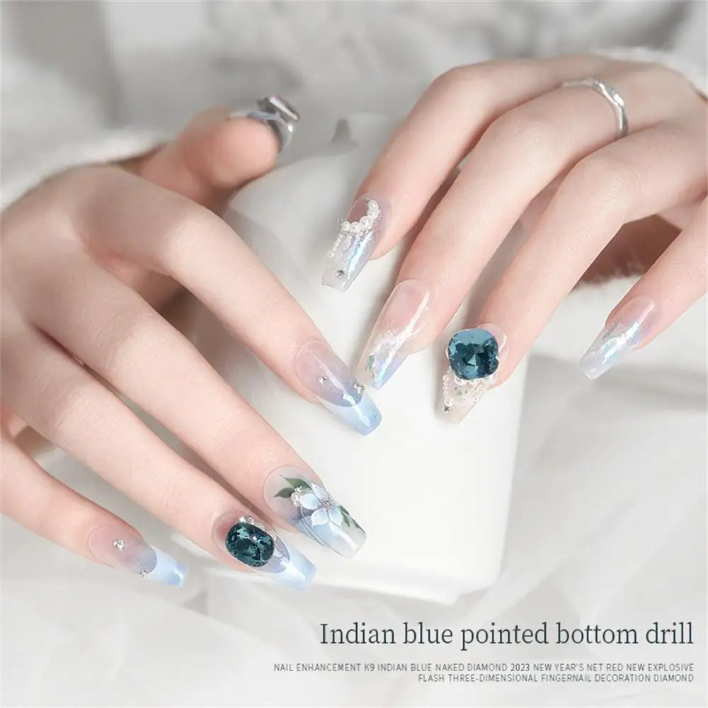 Butterfly Flower Nail Art Decoration Gel Nail Polish Decor Indian Blue K9 Crystal Nail Charm Gems Nails Manicure Nail Tool