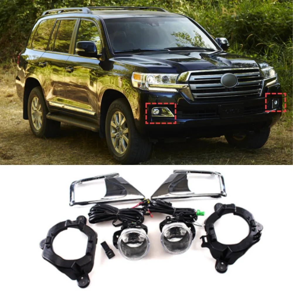 

For Toyota Land Cruiser LC200 GRJ200 2016-2018 Automotive Front Bumper Fog Lamp Assembly Kit