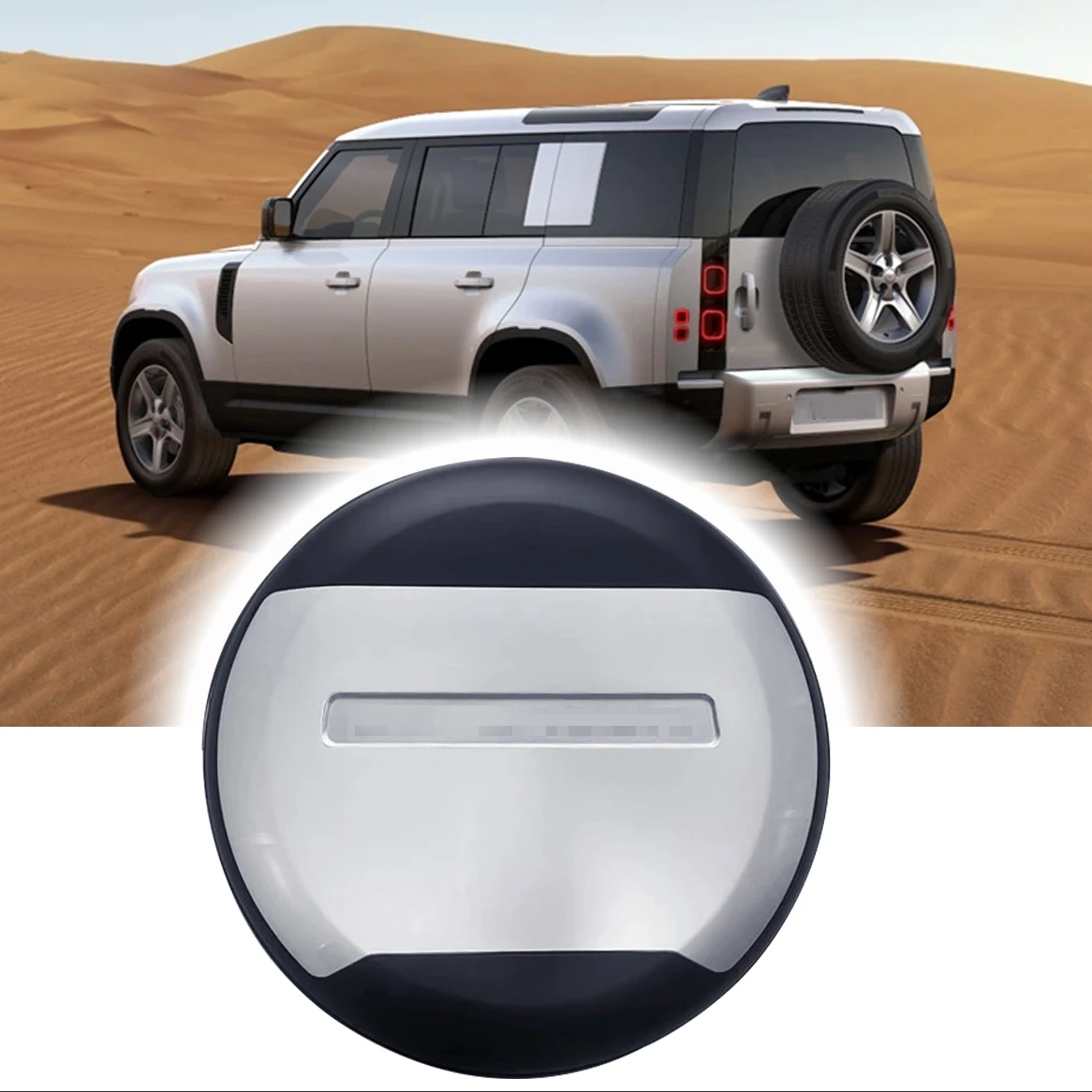 Spare Tire Cover fits for LR Defender 110 90 130 2020-2024 2025 ABS Spare Tyre Wheel Cover Protector (Silver + Matte Black)