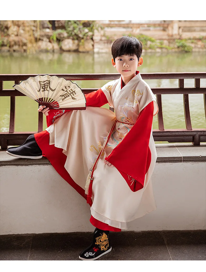 Kids New Year Clothes Ancient Bookboy Student Dress Boy Party Perform Photography Robe Traditional Costume Chinese School Clothe