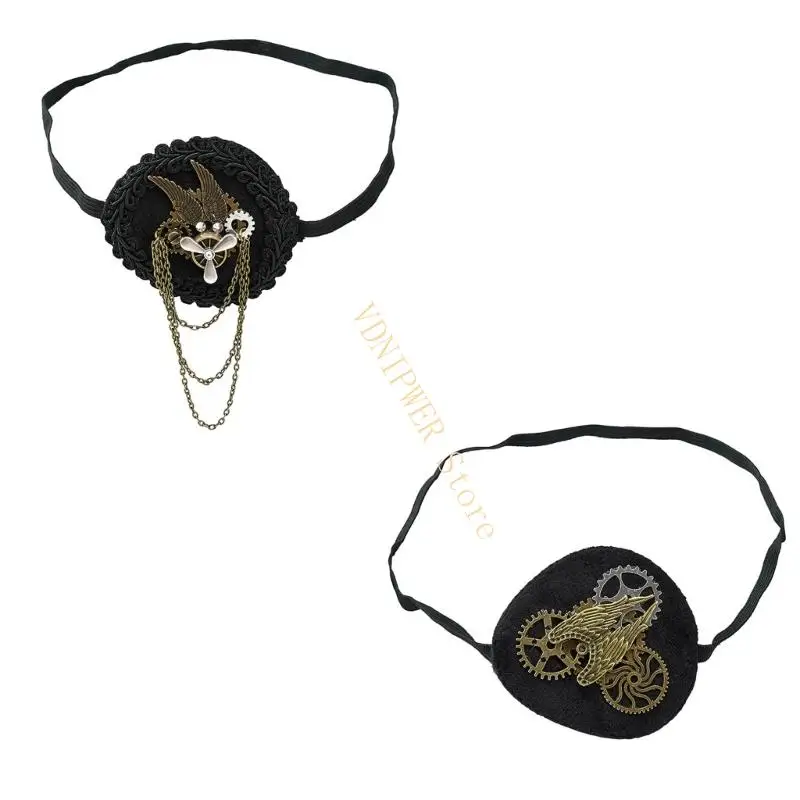 Steampunk tandwiel Sleepmaskers Zacht vriendelijke stof snel aanpassende riem voor kinderen volwassenen kostuum feest D08E