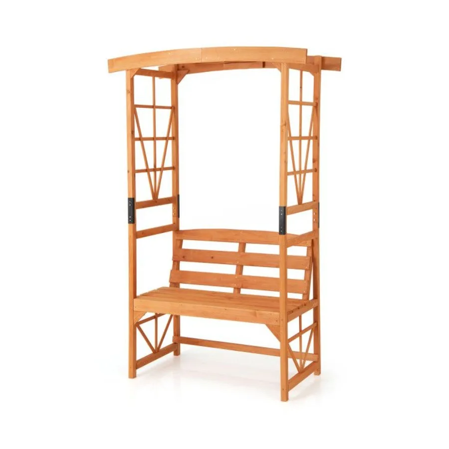 

6.2 FT Tall Patio Garden Arbor with Pergola and 2Seat Bench for Garden Lawn Backyard Dration