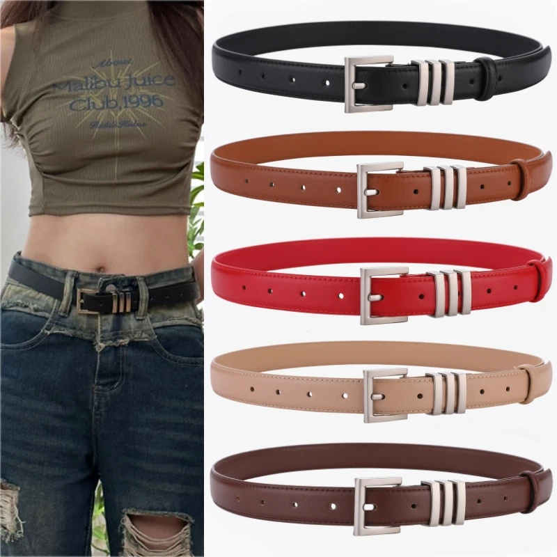 

2023 New Style High Quality Genuine Leather Belt Square Metal Buckle Women Leisure Dress Jeans Wild Waistband Luxury Brand