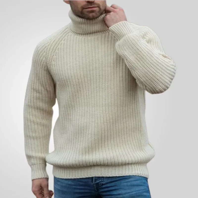 

Men Pullovers Turtleneck Sweaters Solid Tops Knitted Full Sleeve Loose Casual Regular Knit Thick Splice Top Autumn Winter New