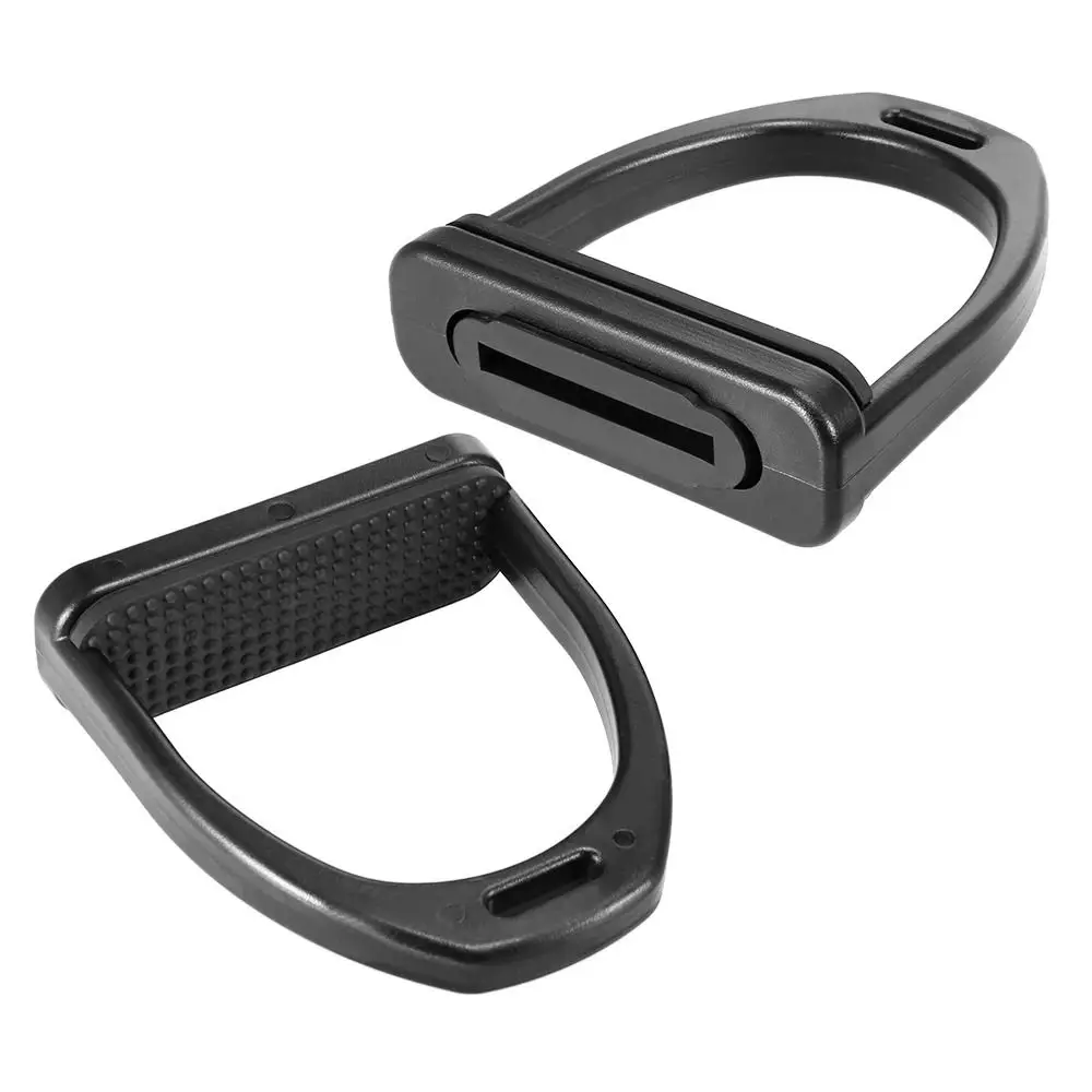 1Pair POM Western Horse Stirrups Black High Strength Nonslip Saddle Engineering Plastics with Non-Slip Rubber Pad