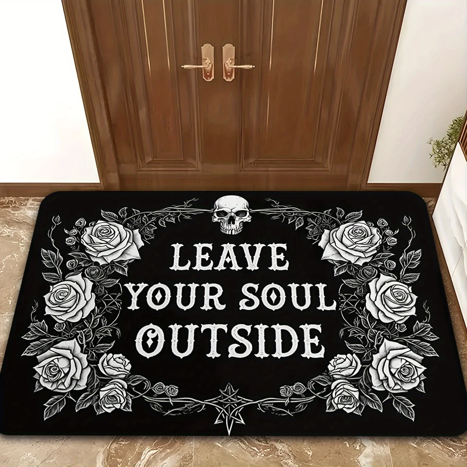 Leave Your Soul At The Door Gothic Witch Non Slip Door Mat Floor Mat For Entryway Bathroom Kitchen Living Room