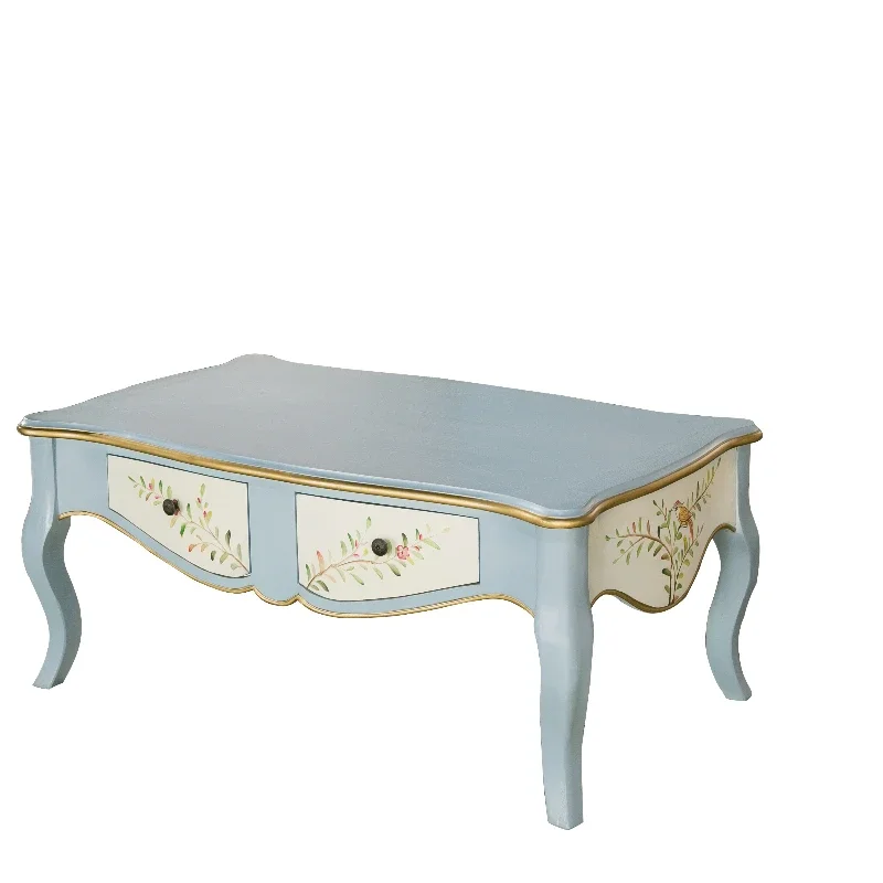 

Mediterranean painted coffee table living room four buckets storage entrance table European style old TV cabinet combination