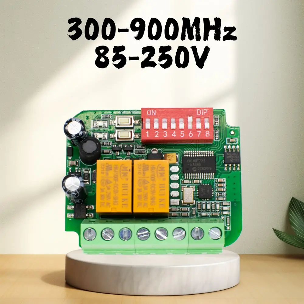 300-900Mhz RF Door Receiver Gate Garage Module 12V 24V 110V 220V 230V Controller for Fixed Rolling Code 433.92mhz