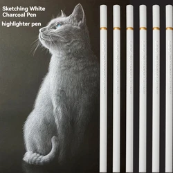 White Charcoal Pencils Soft Drawing Set Professional White Sketch Pencil for Drawing Sketching Chalk Pencils Beginners & Artists