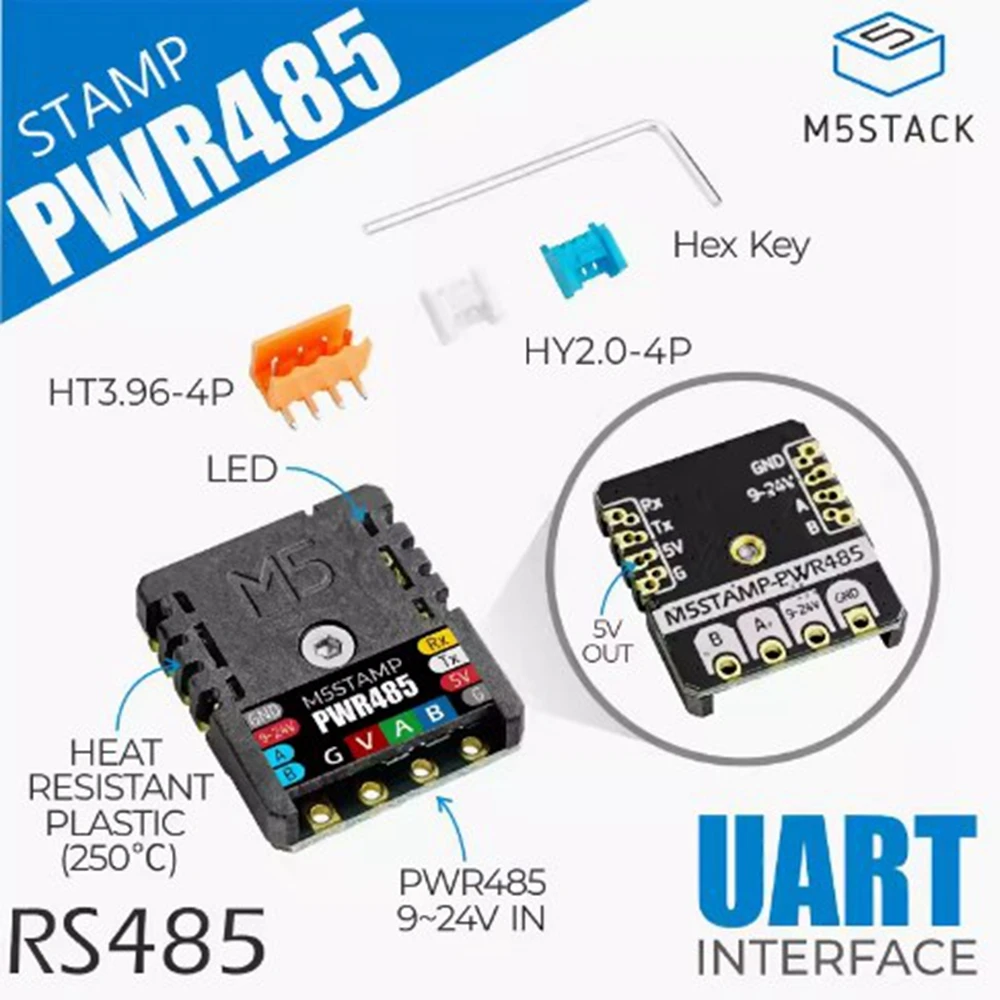 M5Stack STAMP PWR485 RS485 Communication expansion board data acquisition Modbus