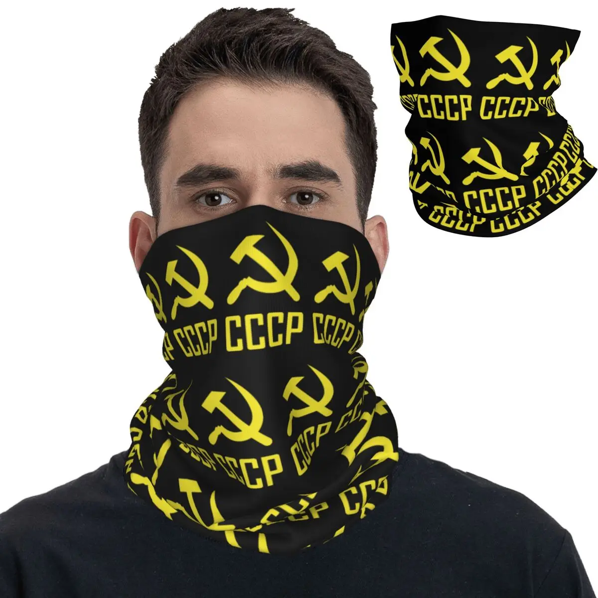 Hammer And Sickle CCCP Bandana Neck Cover Printed Soviet Union Coat of Arms Balaclavas Mask Scarf Warm Headband for Men Women