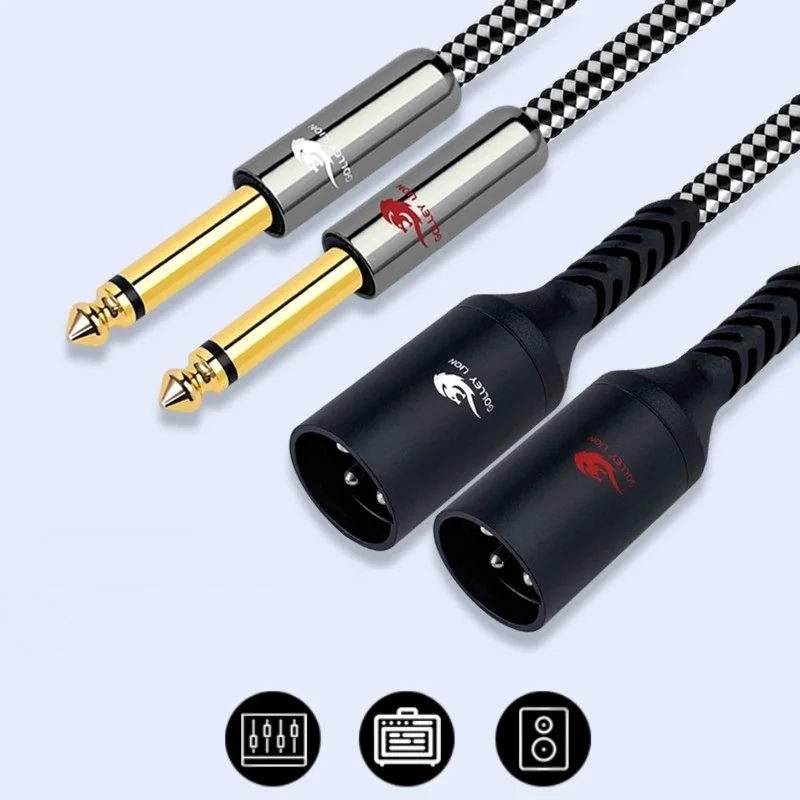 Cable de Audio Dual XLR macho a 2x6,35mm 1/4 pulgadas TS Mono macho para consola mezcladora amplificador sistema Hifi de cine en casa cables blindados