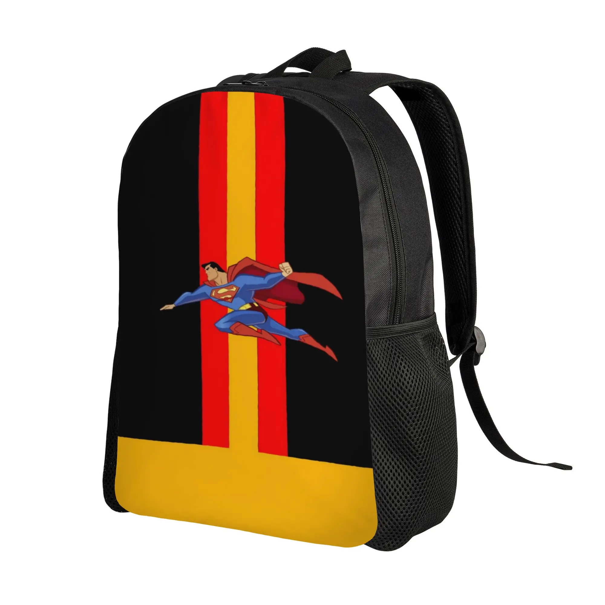 Back to school season Harajuku Design Striped Background Flying Superman Rucksack  For Women Backpack