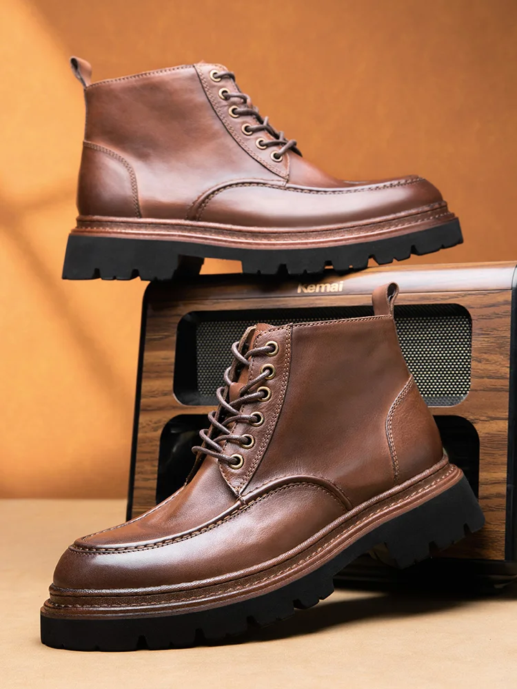 

Кожаные ботинки, мужские рабочие ботинки в стиле ретро Briti Sle на молнии, легкие рабочие ботинки Casual oes