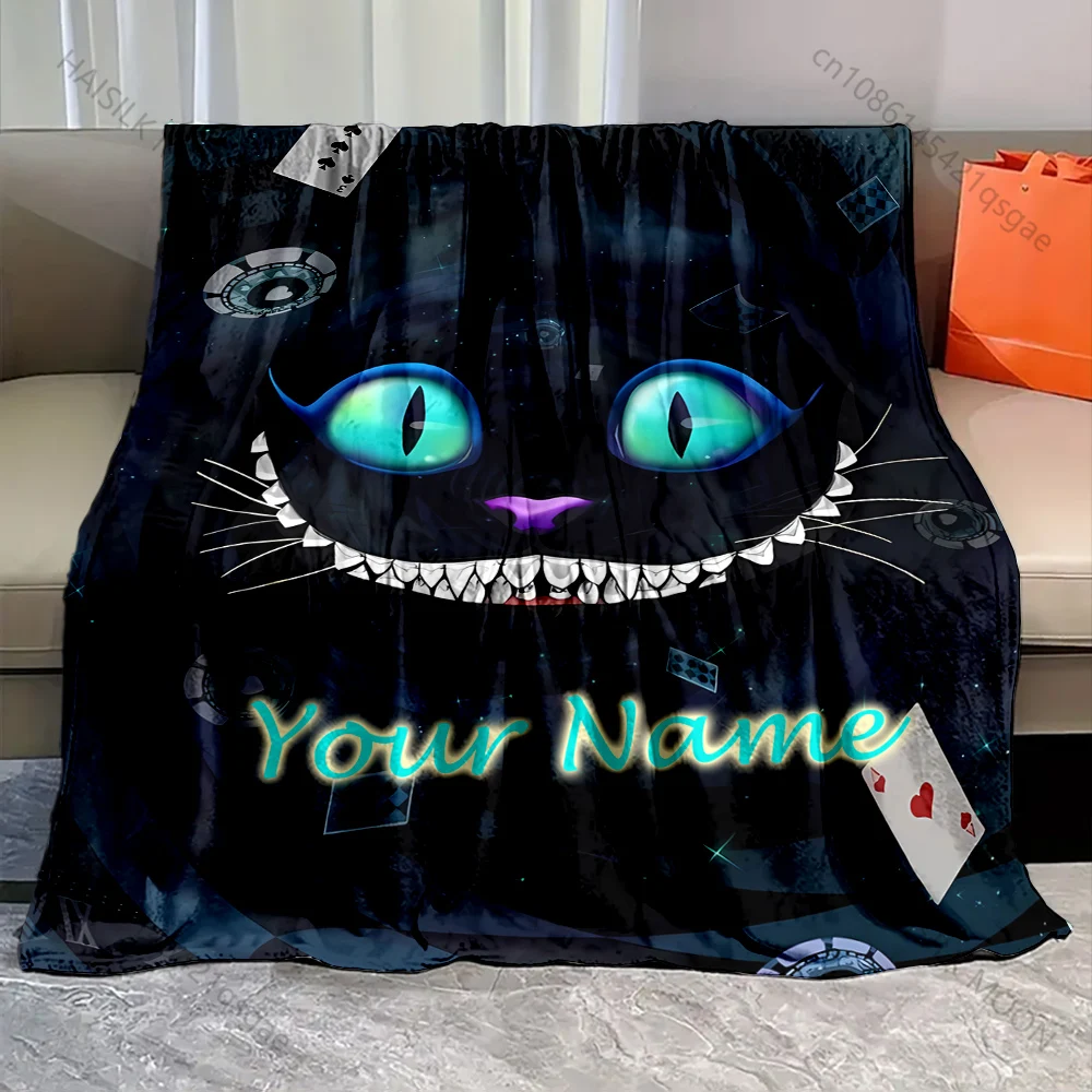 

Customized Name Blanket Disney Cheshire Cat Print All Seasons Multi-purpose Suitable for Sofa Travel Car Bed Office Nap Blanket