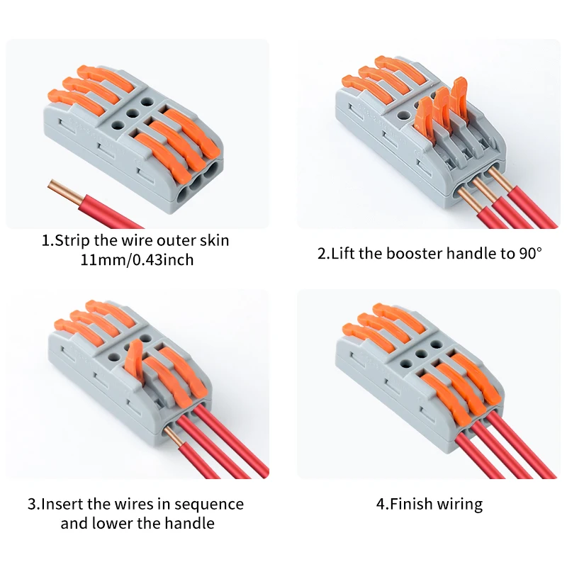 10pcs Quick Wire Connectors Universal Compact Splicing Wiring Cable Connection Push-in Conductor Terminal 0.08-4mm²/28-11AWG
