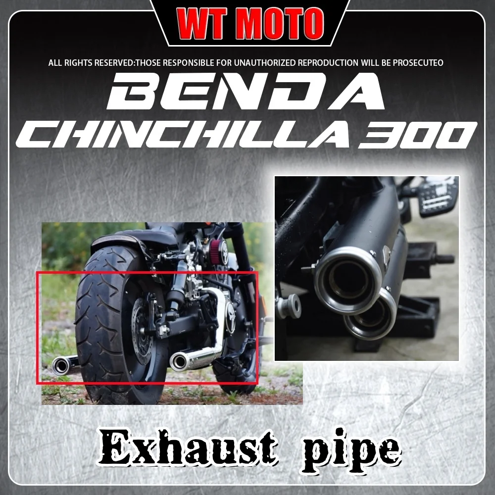 

Двойные выхлопные трубы BENDA Chinchilla 300 с обеих сторон, низкопозиционная выхлопная труба с глушителем для улучшенного звука мотоцикла