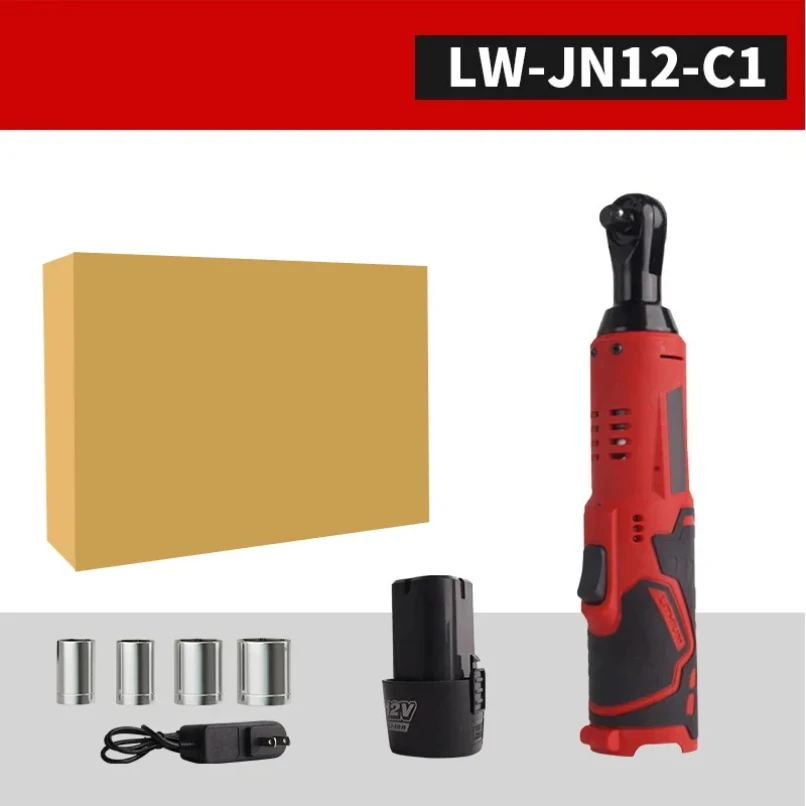

12V Cordless Right Angle Electric Wrench 45NM 3/8 Inch Ratchet Wrench Disassembly Nut Car Maintenance Tool With 4 Sockets