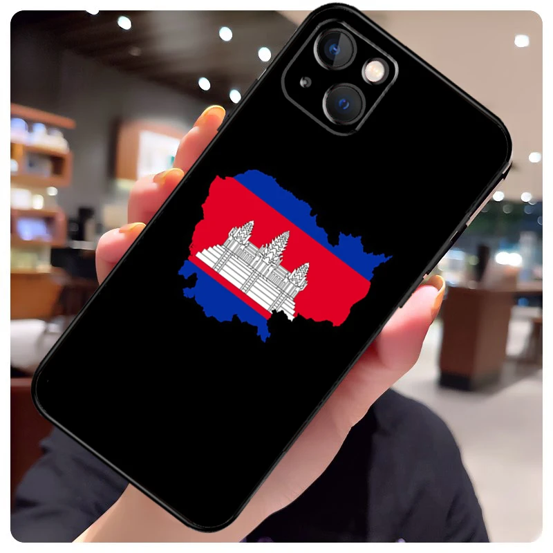 Cambodia Flag Phone Case For iPhone 16 11 12 13 Mini 14 15 Pro Max X XS Max XR Plus Cover Bag