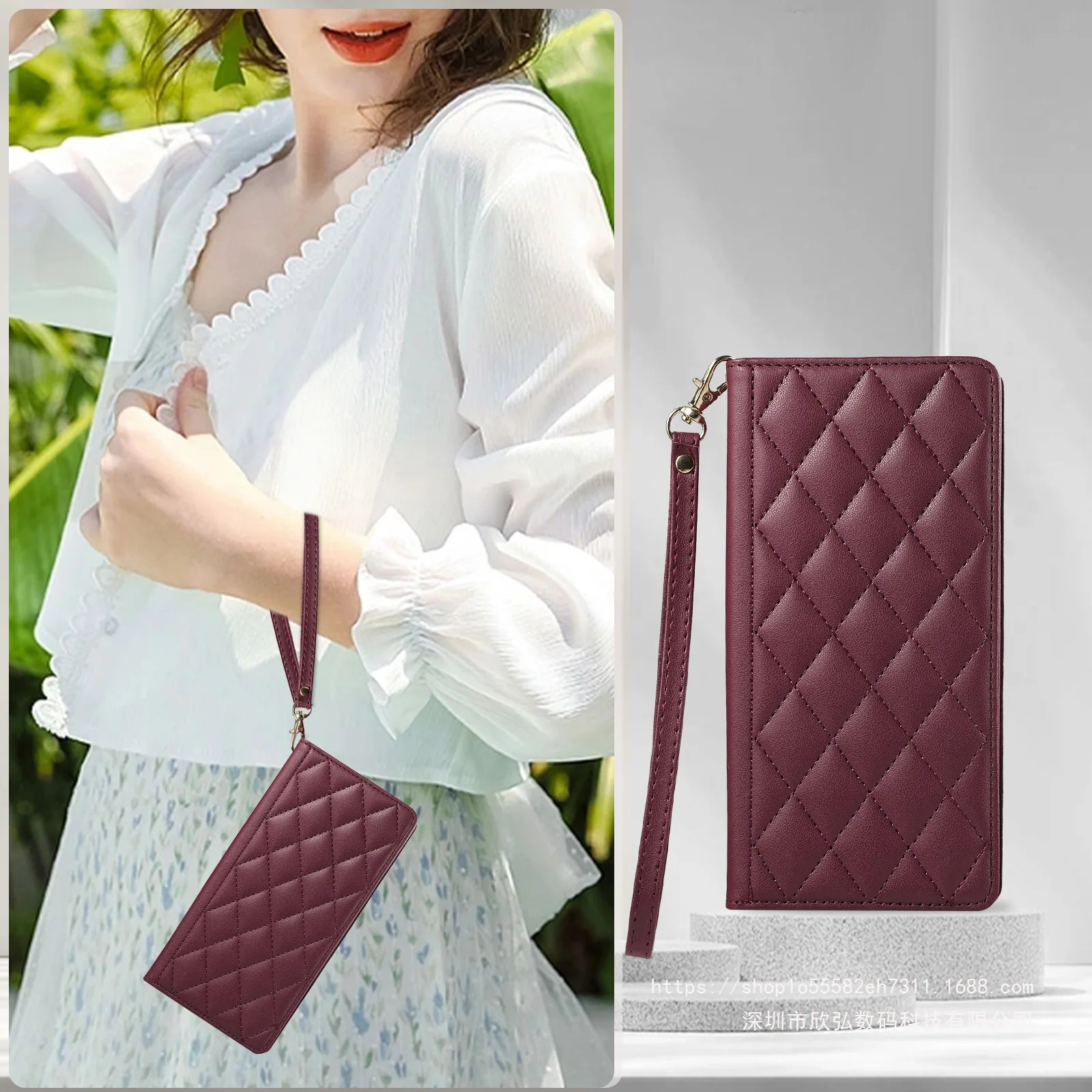 

Magnetic Closed Case For Redmi Note 14 13R 13 12R 12 11 10 9S 9 Pro Luxury Rhombus Leather Lanyard 3 Card Slot Wallet Flip Cover