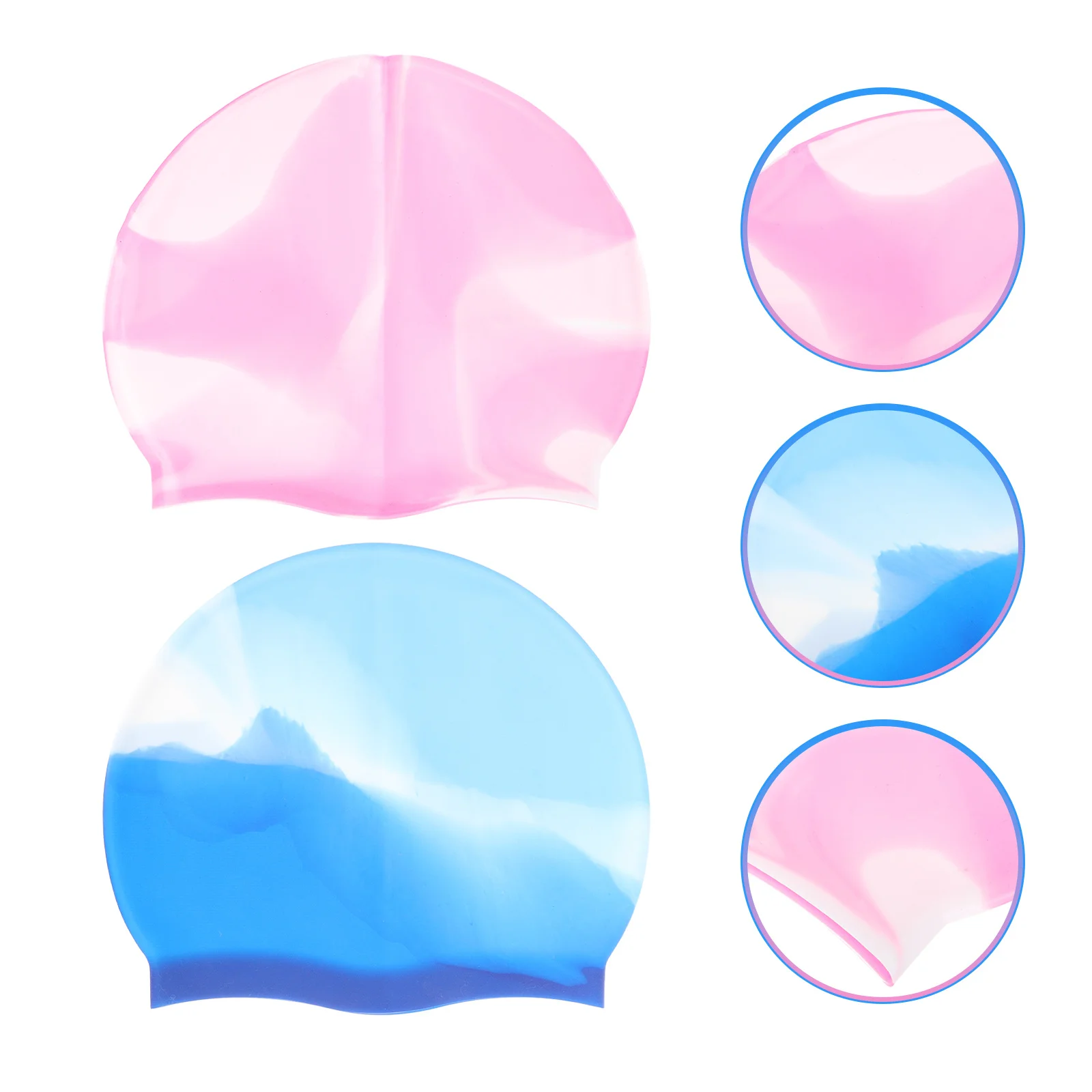 2Pcs Waterproof Swim Hats High Grade Silicone Anti-Skid Lightweight Swimming Caps for Adults Professional Swim Accessory