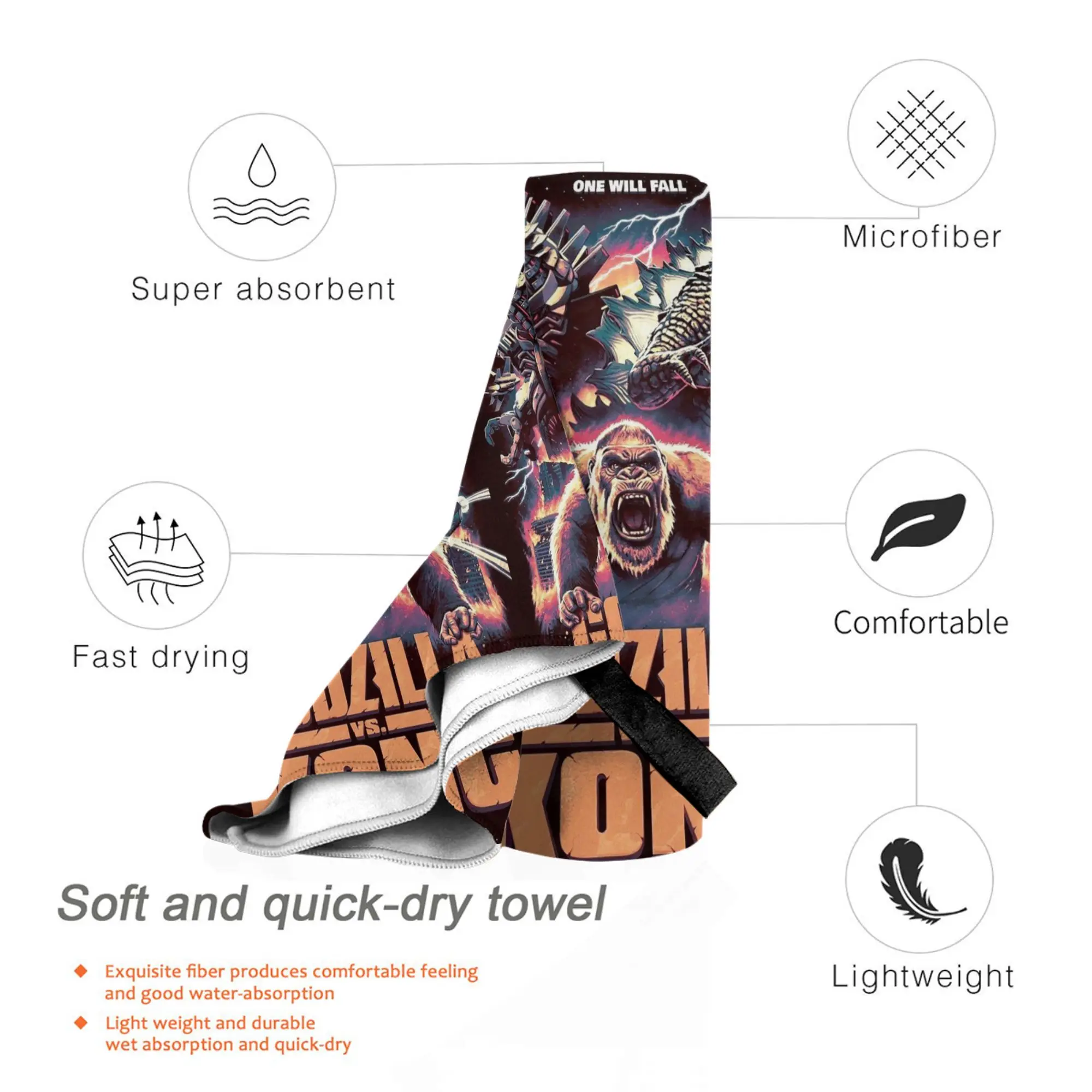 Godzillaed Minus One Half Face Movie Poster Monster King  Beach Towel Soft Microfiber Quick Dry Absorbent Quick Towels For Bath view 5