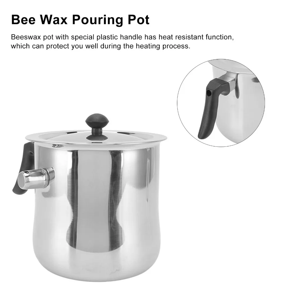 Stainless Steel Wax Melting Pot Plastic Handle Heatproof Wax Making Pot Multifunctional Heating With Lid Bee Wax Melting Pot