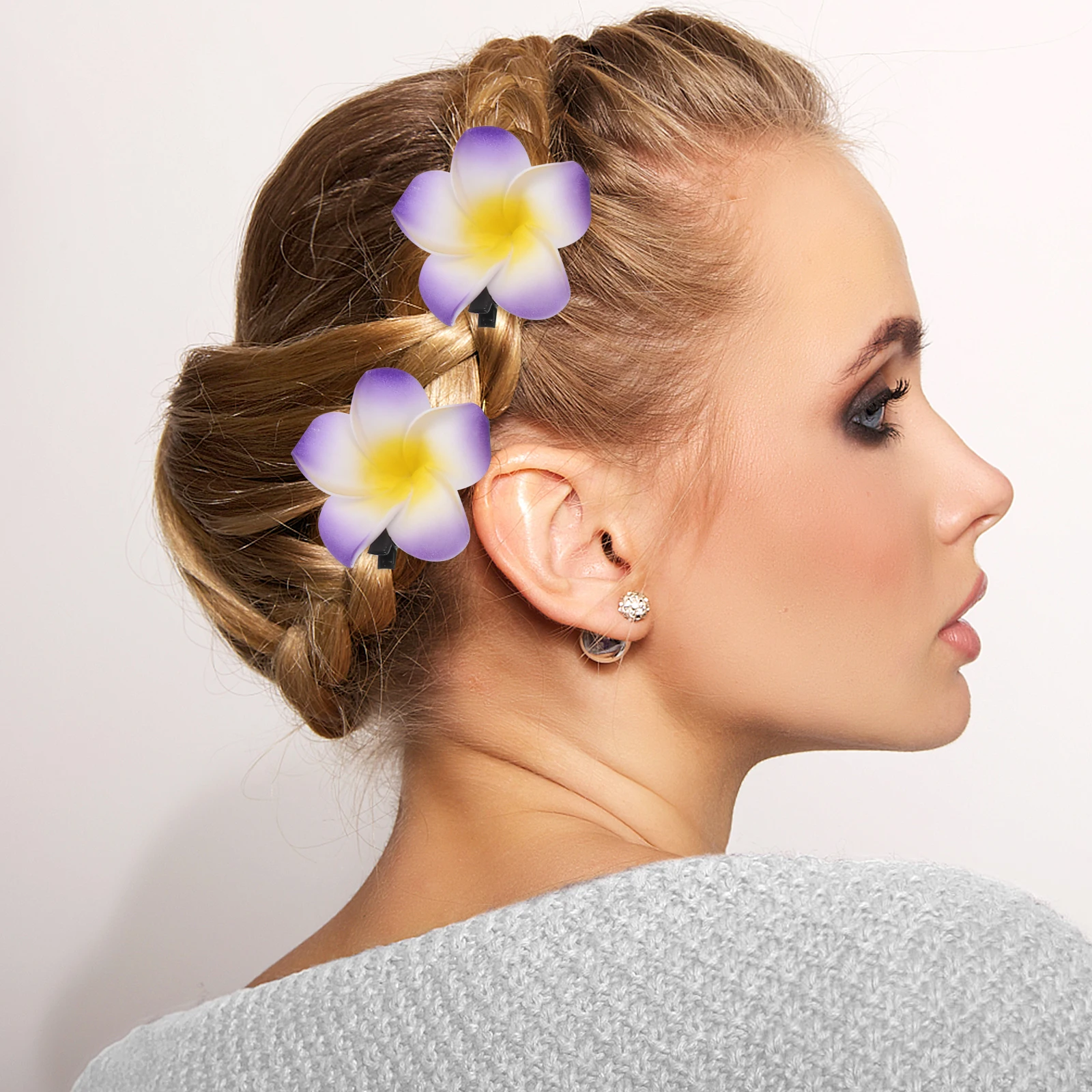

24pcs Hawaiian Flowers For Hair Hair Clips Artificial Flowers 12 Colors 6cm Size Hawaiian Decorations Party Accessories