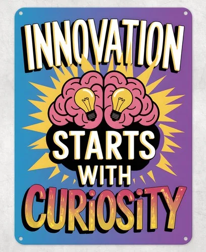 Innovation Start Curiosity Metal Poster Wall Tin Sign School Teacher Gift Plaque --Tin Sign