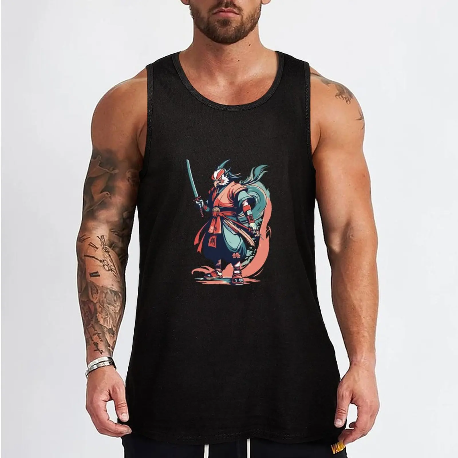 Tengu Warrior with a Sword Tank Top basketball summer gym shirt man anime clothes