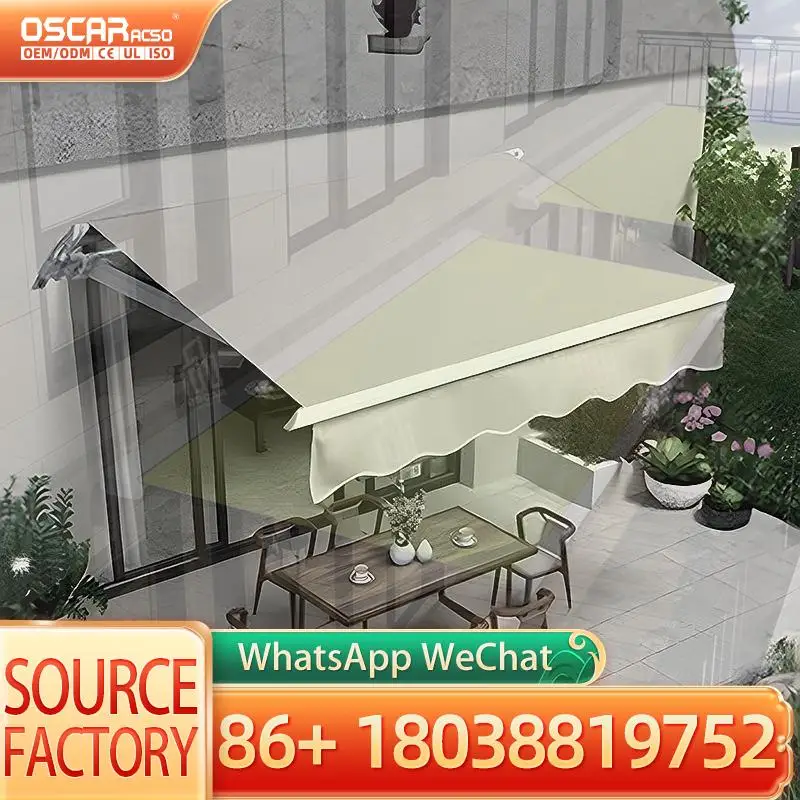 Retractable Motorized Awning with LED Lighting 3m X 6m PVC Automatic Open for Outdoor Balcony Patio Retractable Awning