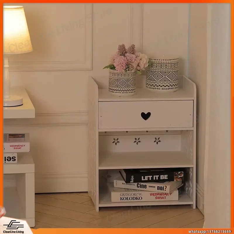 

Wood Nightstand with Drawer and 2 Storage Shelves for Bedroom Office Study Room Home Furniture Storage Cabinet Bedside Table