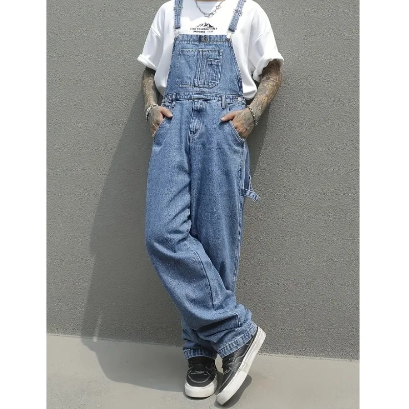 Summer Tops Street Wind Jeans Men Overalls Adult Denim Work Pants