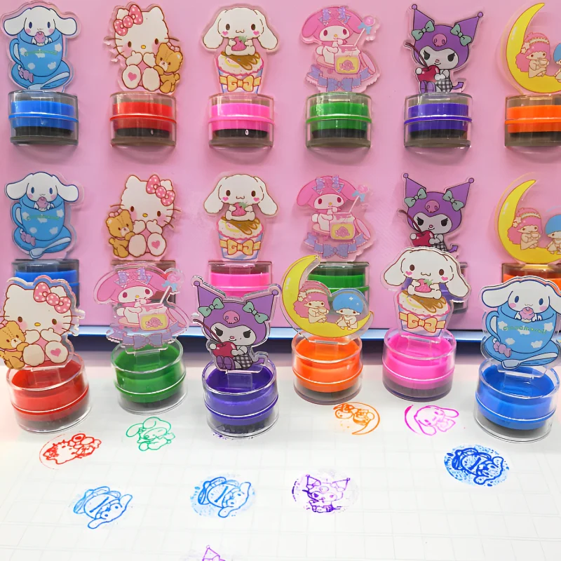 Kawaii Sanrio Seal Kuromi Mymelody Cartoon Portable Cute Press Seal Kindergarten Student Prize Christmas Gift Toys