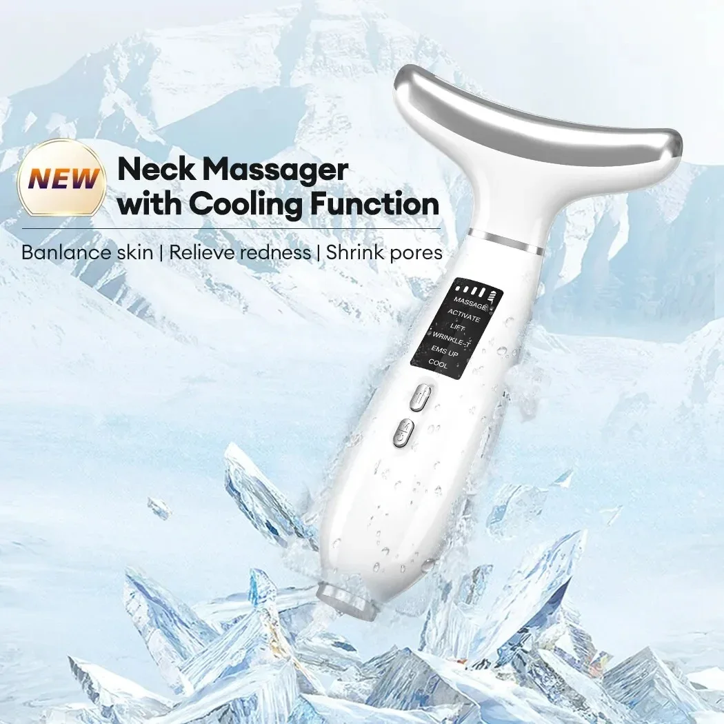 EMS Home Use Beauty Equipment Neck & Face Lifting Device with Vibration Hot/Cold Compress LED Phototherapy for Anti-Wrinkles