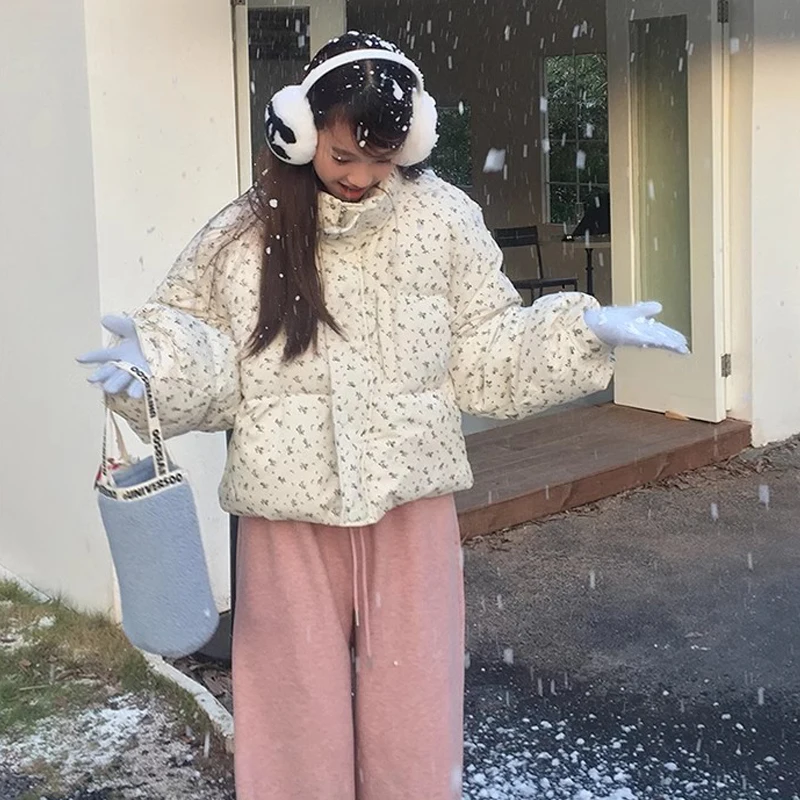 Parkas für Damen, Outdoor, Winter, Bio-Baumwolle, gesteppt, mit Druckknöpfen, geraffter Bund, gerüscht, elegant, urban, einzigartig, adrette, mehrfarbig, BF