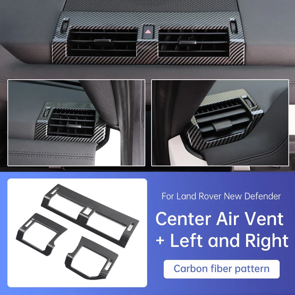 For Land Rover Defender 90 110 2020-2022 Carbon Car Central Air Conditioning Outlet Decoration Sticker Center Air Vent Frame