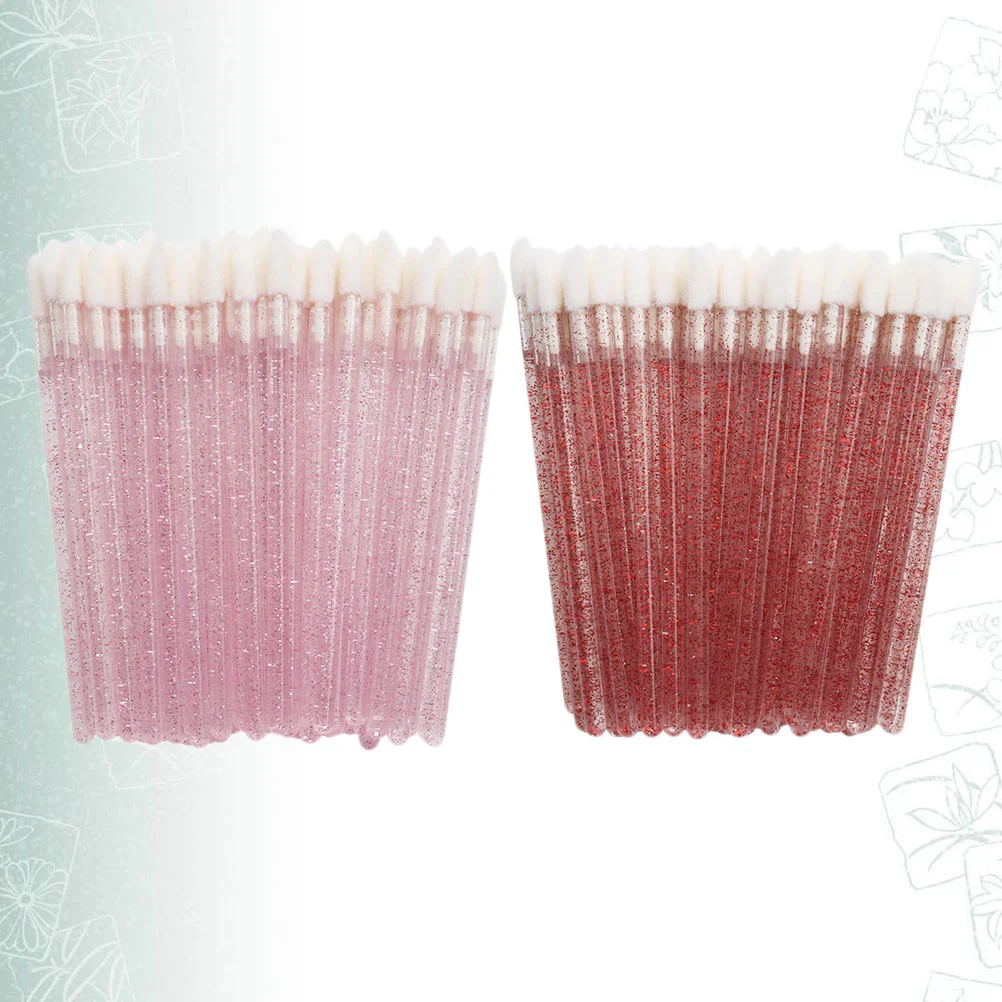 

100Pcs Disposable Hollow Lip Gloss Bars Lipstick Sticks Applicators Makeup Tools (Red+Pink) disposable lipstick